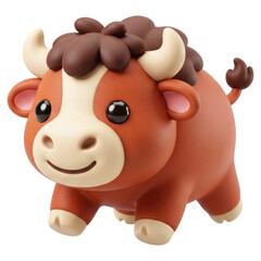 Obraz premium Cute Cartoon Bull 3d Render for Farm Animal Designs
