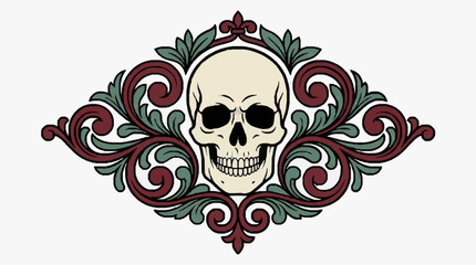 Fototapeta premium Elegant Gothic Skull Ornament Design.