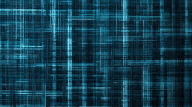 Monochrome blue abstract woven grid background, intersecting light and dark teal horizontal vertical bands, dense intricate uniform textile pattern with no focal point for decorative graphic template