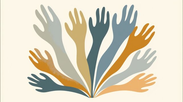 Colorful diversity hands illustration background. Teamwork concept.