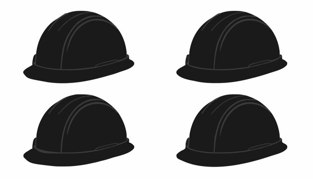 Construction Safety Hard Hat Icon Set Collection &ndash; Protective Helmet Silhouette Vector Bundle