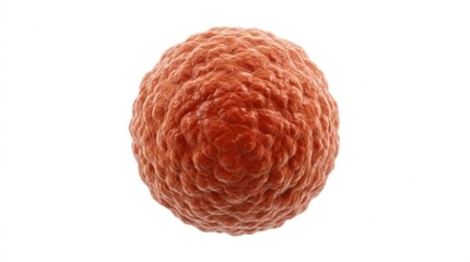 Obraz premium Close-up 3D render of a single orange human cell, stem cell, or biological virus isolated on a clean white background. Medical science, microbiology, and microscopic disease research visualization...
