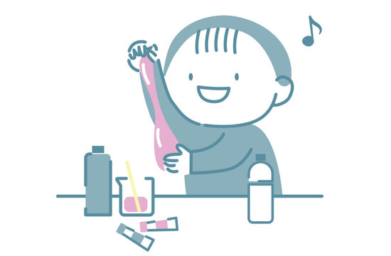 スライム作りを楽しむ男の子のイラスト