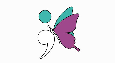 Naklejka premium Cute Cartoon Butterfly and Pink Flower Vector Illustration Isolated on White Background for Spring Nature Decoration and Children's Design