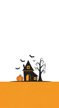Halloween haunted house with pumpkin.