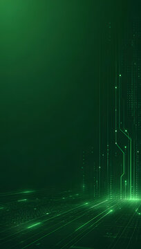 Abstract Green Technology Background with Futuristic Arrows Light Lines and Digital Pattern Design Illustration for Business and Science Concepts