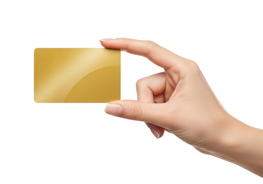 Hand holding gold credit card.