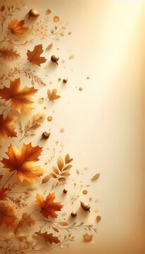 A seasonal autumn cover with falling oak leaves and warm amber gradient, Ai generated image