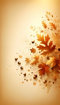 A seasonal autumn cover with falling oak leaves and warm amber gradient, Ai generated image