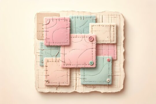A handmade-esthetic cover with uneven cut-out edges and fabric-like stitching details, Ai generated image