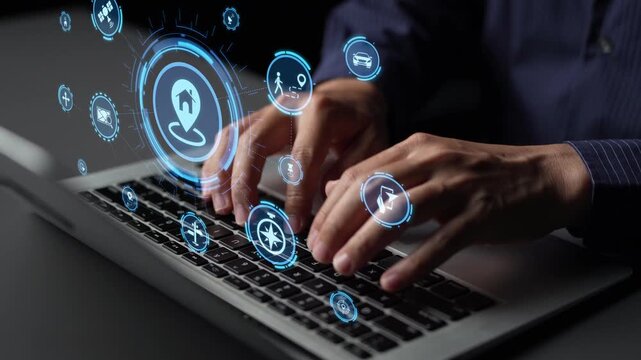 GPS icons show navigation, GPS tracking, and location. GPS supports real time maps, direction, and GPS navigation services for mobility and transport. Funnel
