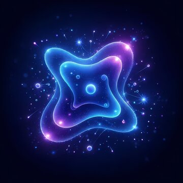 A quantum mechanics probability cloud around a hydrogen nucleus, Ai generated image