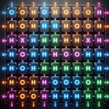 A chemistry cover with a periodic table grid made of glowing element tiles, Ai generated image