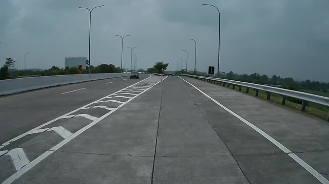 4K Rear Dashcam Footage of Vehicles Driving on Malang&ndash;Surabaya Toll Road, East Java, Indonesia