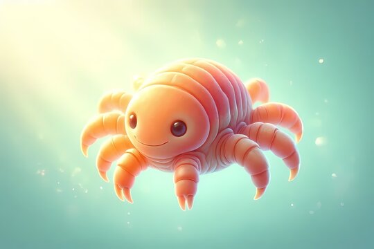 A tardigrade water bear shown as an eight-legged microscopic creature in a soft warm palette, Ai generated image