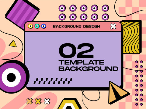 Vintage Y2K aesthetic event flyer template with web browser popup frame on yellow patterned canvas