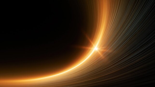Speed and innovation with brilliant golden light streaks on a dark background.