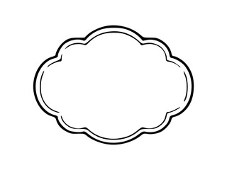 Fototapeta premium Smooth Cloud Shape Border Frame Line Art
