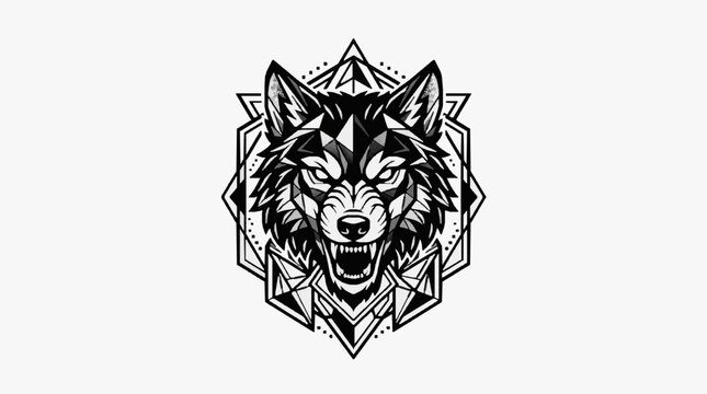 Geometric Wolf Mask Artistic Design.