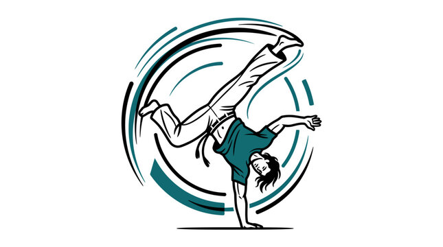 Capoeira dancer doing handstand kick vector art