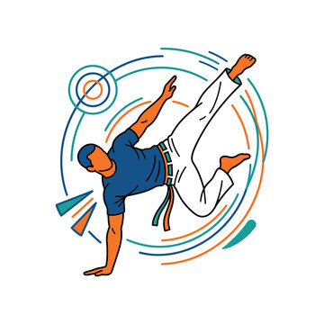 Martial Arts Karate Fighter Kick Vector Illustration