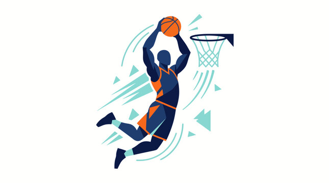 Dynamic Basketball Player Dunking Vector Illustration