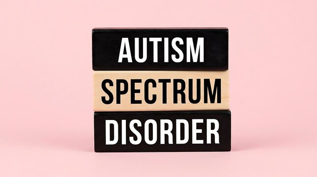 Autism Spectrum Disorder awareness sign on black background. ASD medical condition label for neurodiversity education and support campaigns.