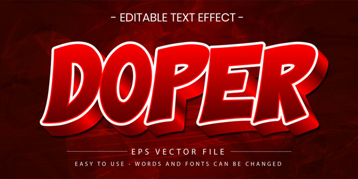 Doper Red Metallic 3D Editable Text Effect Vector EPS File