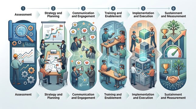 Business process management six step lifecycle infographic