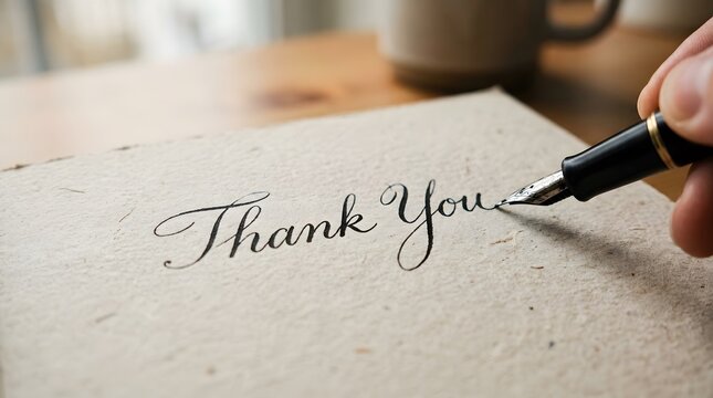 A person writing a thank you note on textured paper to send during the festive season of happy halloween celebrations