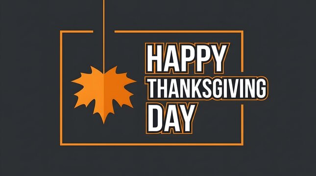 A festive happy thanksgiving day greeting card design with an orange maple leaf and elegant typography for a happy halloween season
