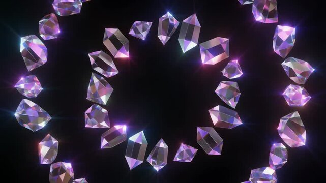 虹色に輝くクリスタルが集まる光の円環