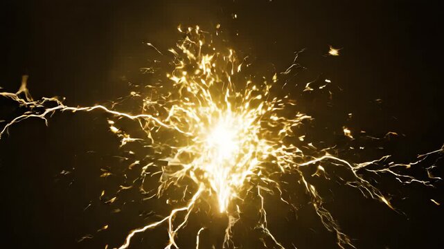 Abstract yellow lightning bolt patterns flickering across a deep black minimalist background with glowing electric discharge