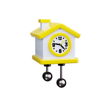 Cuckoo clock 3d render icons