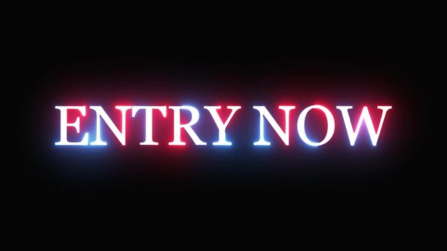 Animated text Entry now moving smoothly on screen in modern motion graphics style 4k animation.