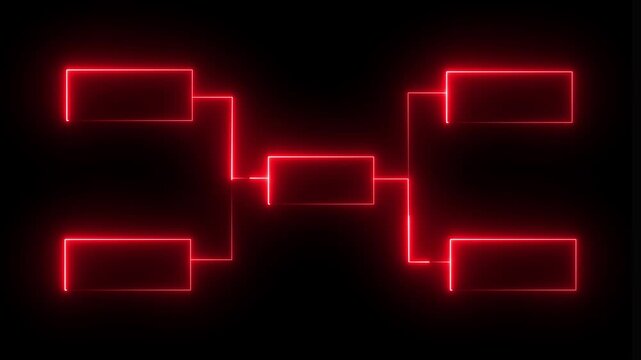Glowing neon line Business hierarchy organogram chart infographics icon isolated on black background...
