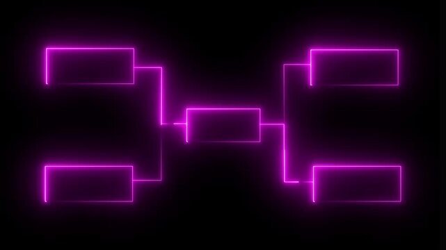Glowing neon line Business hierarchy organogram chart infographics icon isolated on black background...