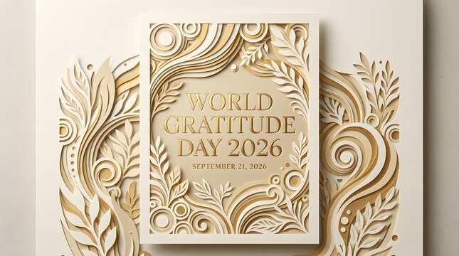 3D Paper Cut Floral World Gratitude Day 2026 Poster