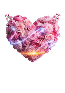 Pink heart shaped roses bouquet floral.
