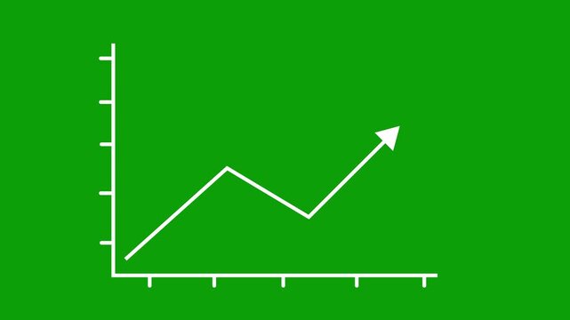 Animated line graph rising on green screen, financial growth chart for business presentations and data analysis
