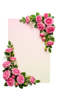 Pink Roses Floral Border Decoration.