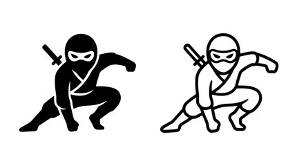 Minimalist black and white ninja warrior icon design © MdDelowar