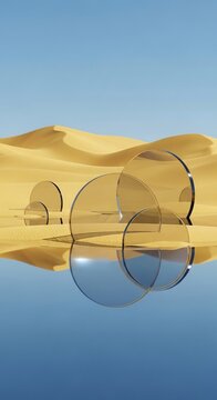 Desert Mirage: Ethereal Glass Forms in Golden Dunes