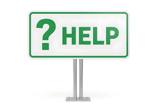 Help sign with question mark symbol seeking assistance