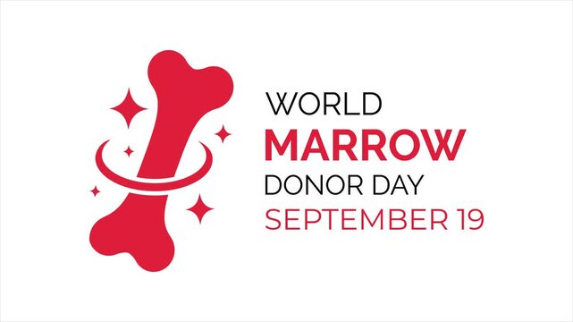 Motion graphics of World Marrow Donor Day animation featuring a bone icon with an awareness ribbon and clean medical motion graphics.