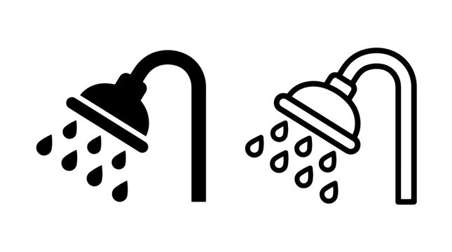 Modern shower head icon vector symbol with bathroom