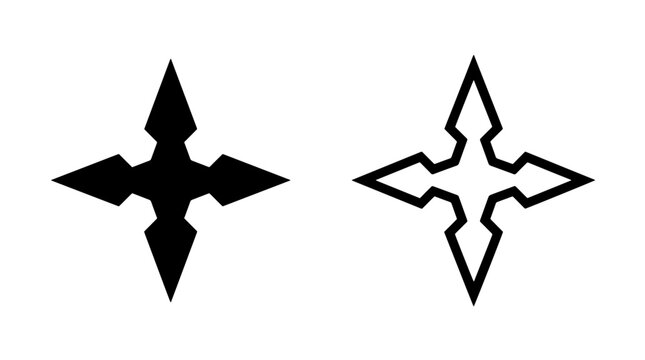 Sharp ninja shuriken throwing star weapon icon with shuriken