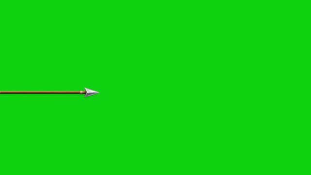 Simple arrow flying across transparent and green screen background 4K video
