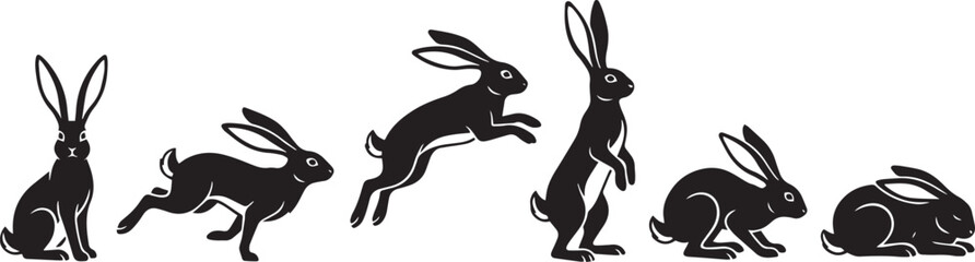 A set of rabbits. Hand drawn vector illustration © Михаил Н