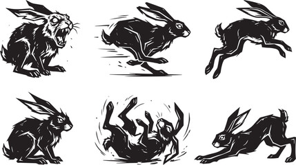 A set of rabbits. Hand drawn vector illustration © Михаил Н